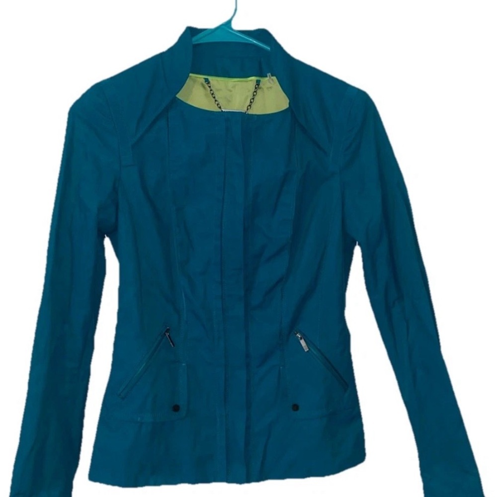 Women's XS Elie Tahari Jacket Teal Classy Stylish Light Weather Full Zip